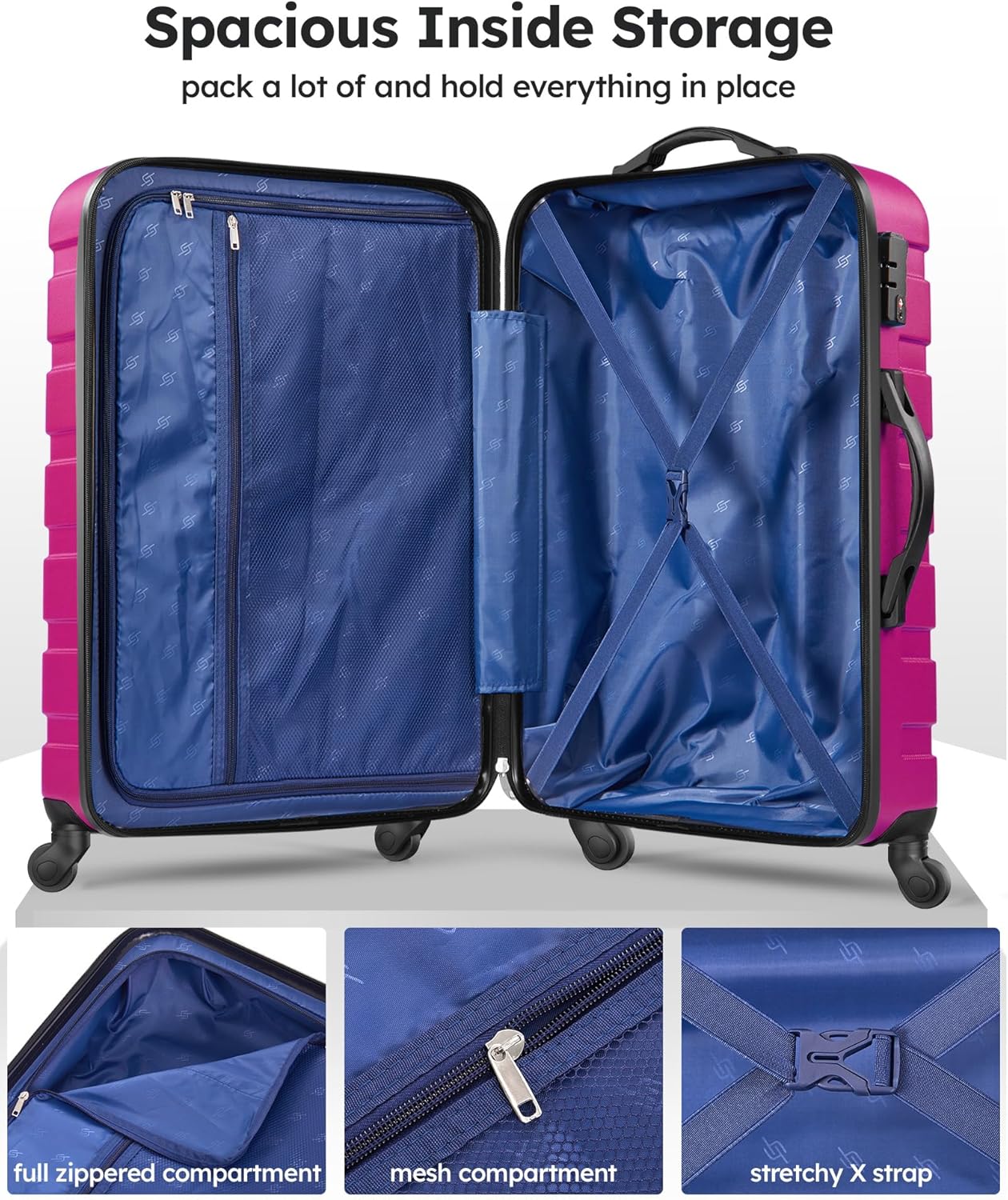 Suitour Luggage 3 Piece Sets Hard Shell Luggage Set with Spinner Wheels, TSA Lock, 20 24 28 inch