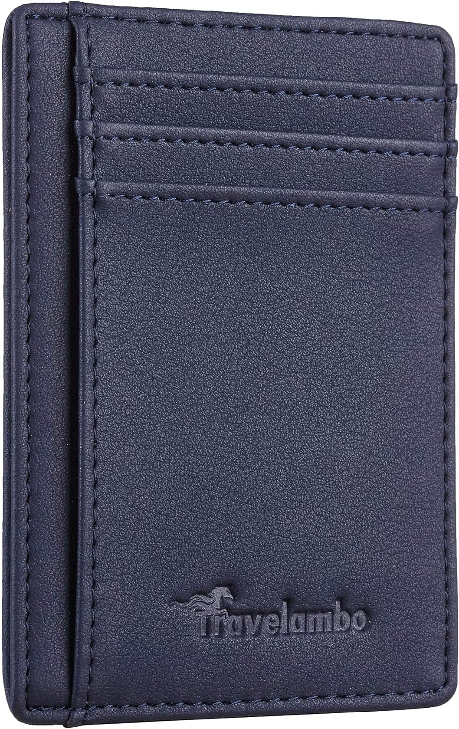 Travelambo Front Pocket Minimalist Leather Slim Wallet RFID Blocking Medium Size