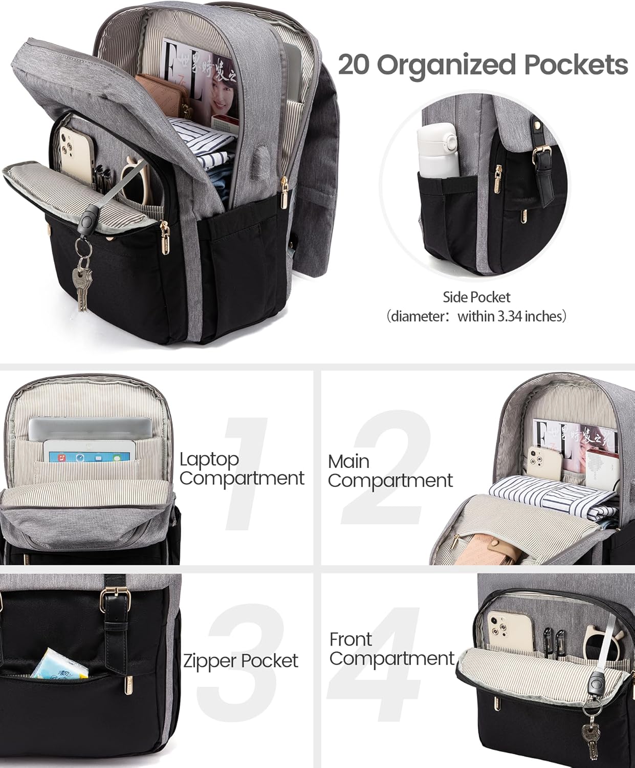 LOVEVOOK Travel Laptop Backpack Purse for Women Fashion Vintage Computer Backpack 15.6 Inch Large Teacher Nurse Backpack Casual Daypack for Business Work College