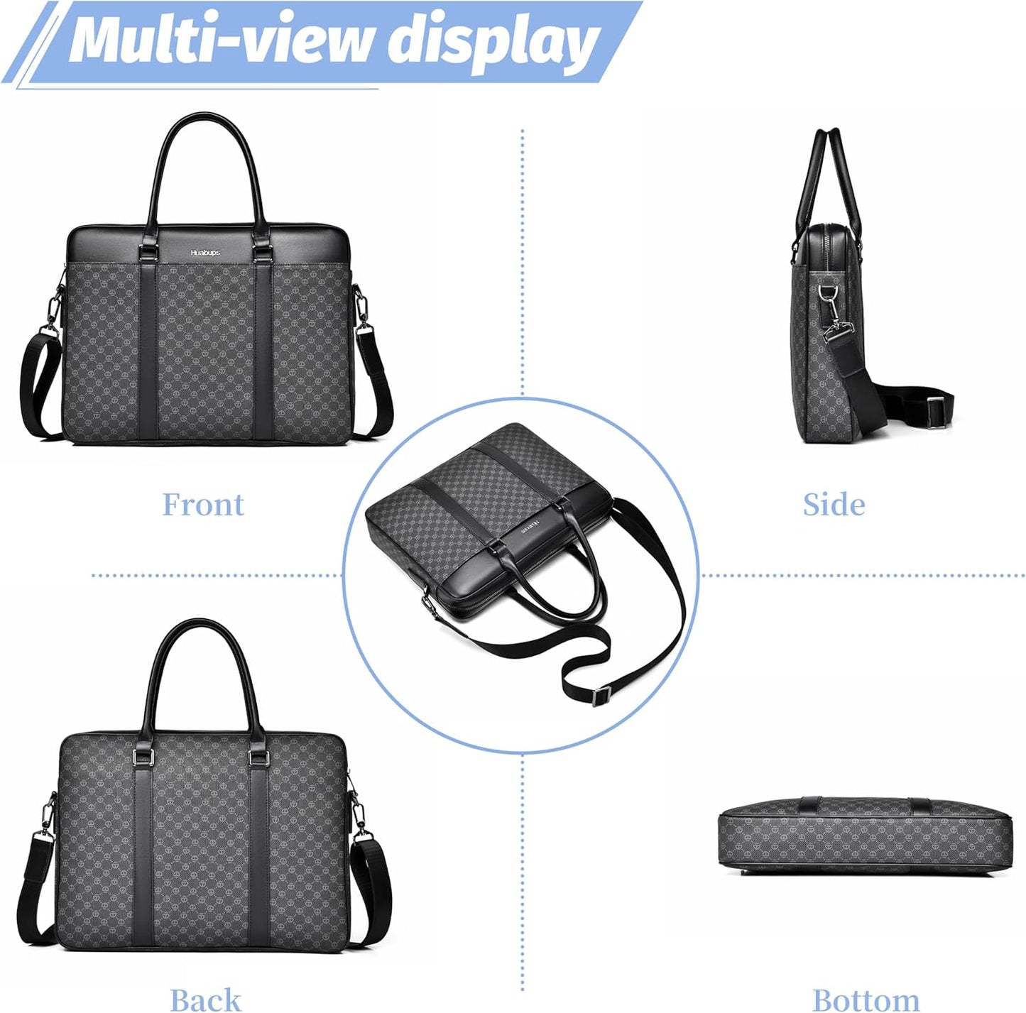 FSD. WG Business Bag Leather Messenger Bag Water Resistant Business Travel Briefcase Handbag Briefcase for Men
