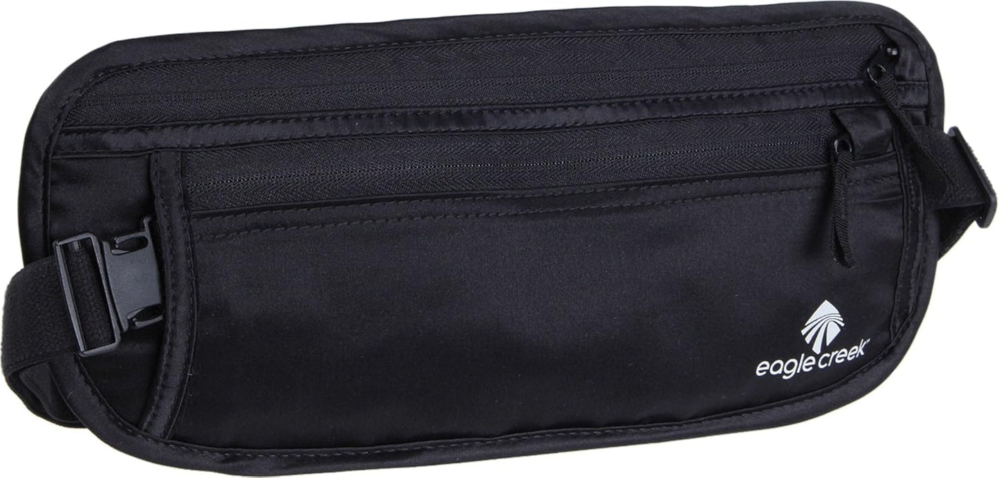 Eagle Creek Silk Undercover Money Belt - Travel Essentials Belt Bag Made with Breathable, Washable Silk, with Sweat-Resistant Coating, Black