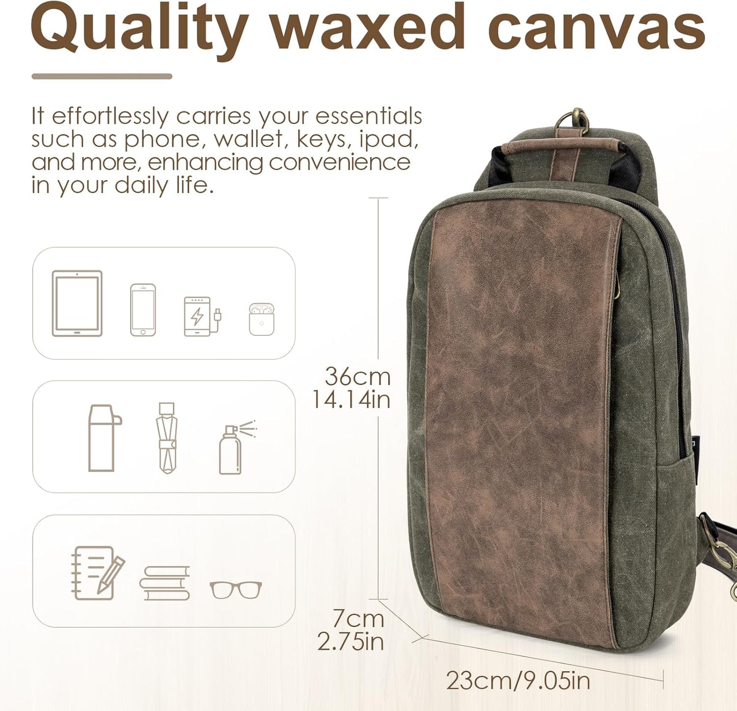 Canvas Messenger Bag Sling Bag Crossbody Shoulder Bag for Men Women Travel Work Satchel Bags