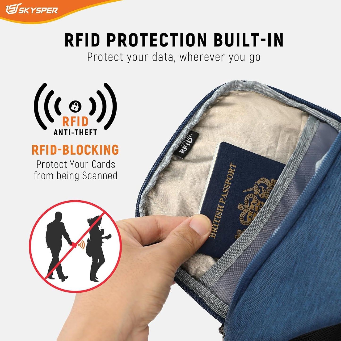 SKYSPER Sling Bag Anti Theft Crossbody Bag RFID Lightweight Travel Shoulder Chest Bag for Hiking Walking