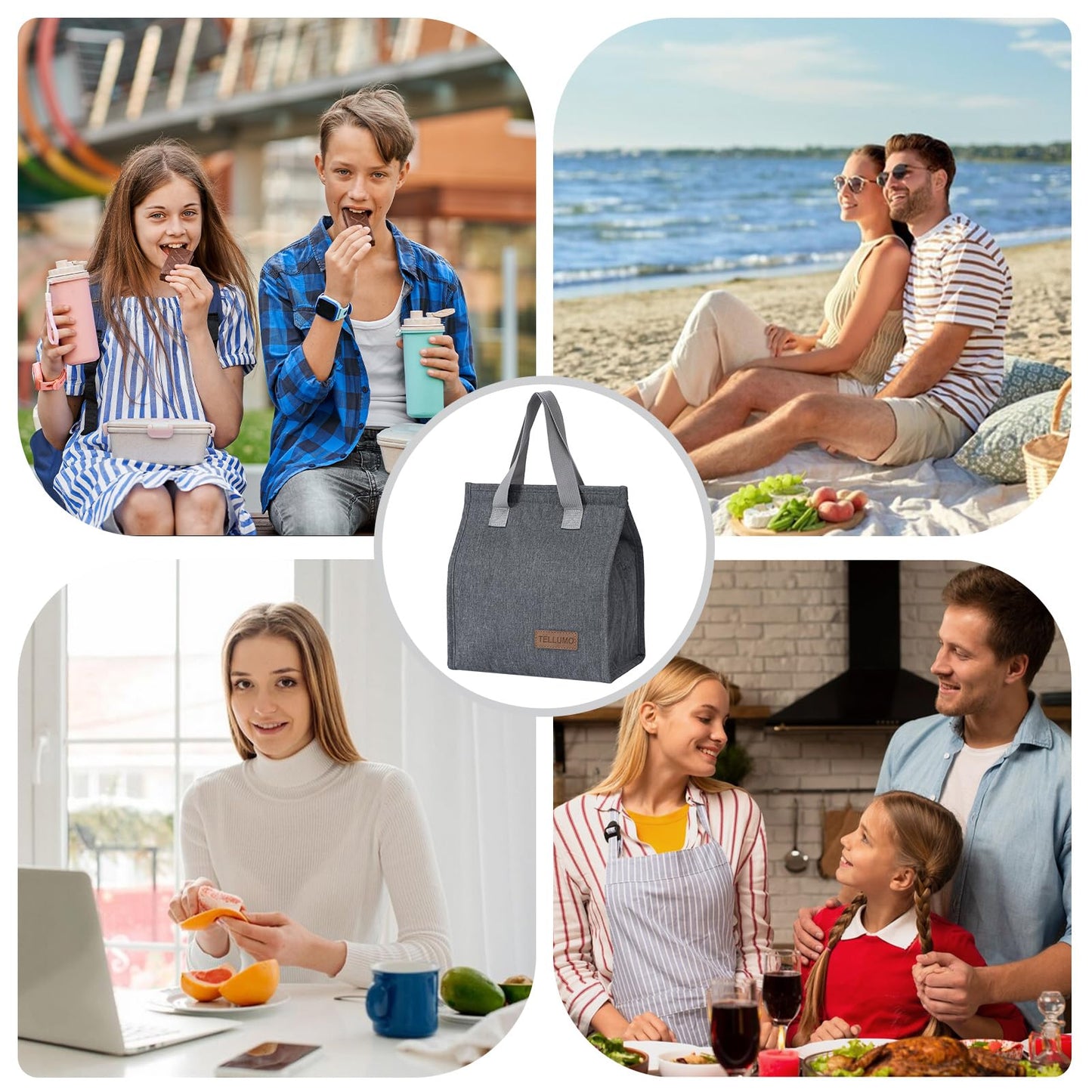 TELLUMO Insulated Lunch Bag for Men Women, Large Reusable Leakproof Lunch Box Container, Small