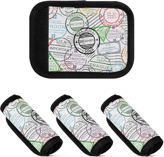 4Pcs Luggage Handle Wrap Suitcase Identifier Handle Covers Tags Soft Travel Bags Luggage Handle Gripper Accessories for Airplane Flying Retro Postal