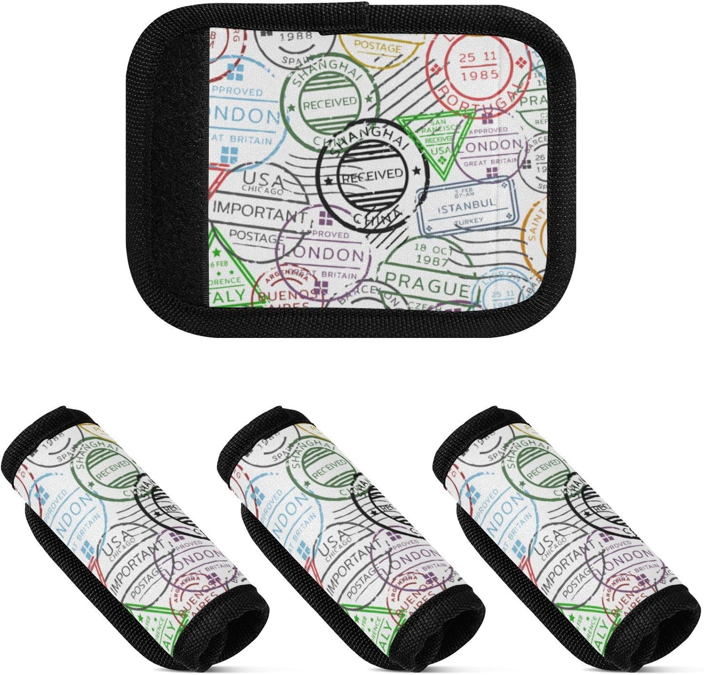 2Pcs Luggage Handle Wrap Suitcase Identifier Handle Covers Tags Soft Travel Bags Luggage Handle Gripper Accessories for Airplane Flying Retro Postal
