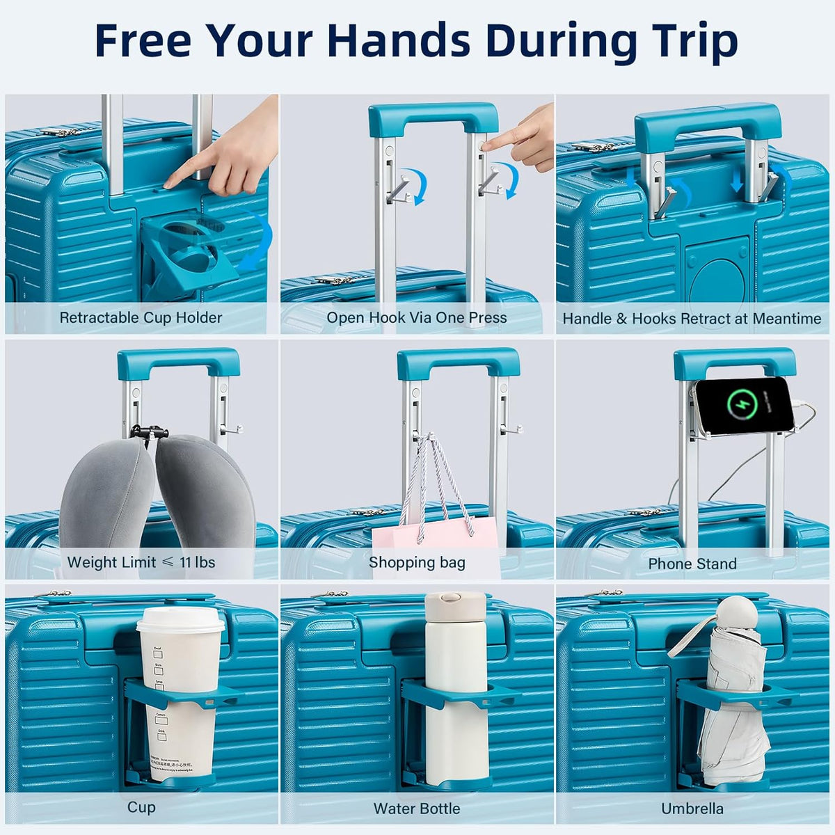 Hard Shell Suitcases Expandable Travel Luggage Sets 3 Piece, Carry on and Check in 3 Piece Luggage