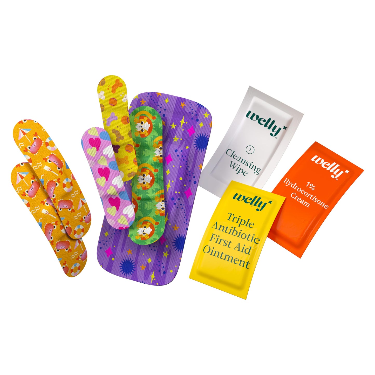 Welly First Aid Kit - Bravery Badges in Flexible Fabric and Waterproof, Singe Use Ointments Triple
