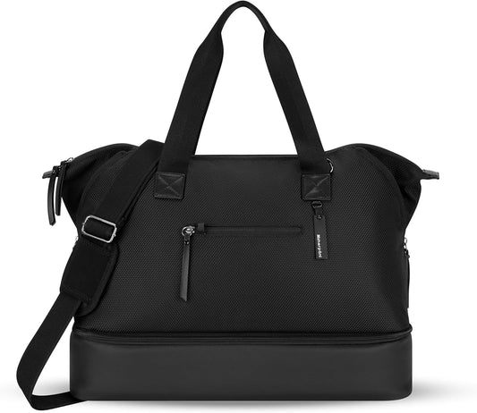 Sherpani Boston, Anti-Theft Weekender Bags,Travel Duffel Bag for Women, Carry On Tote Bag with Removable Shoe Bottom Compartment, Metal Hardware