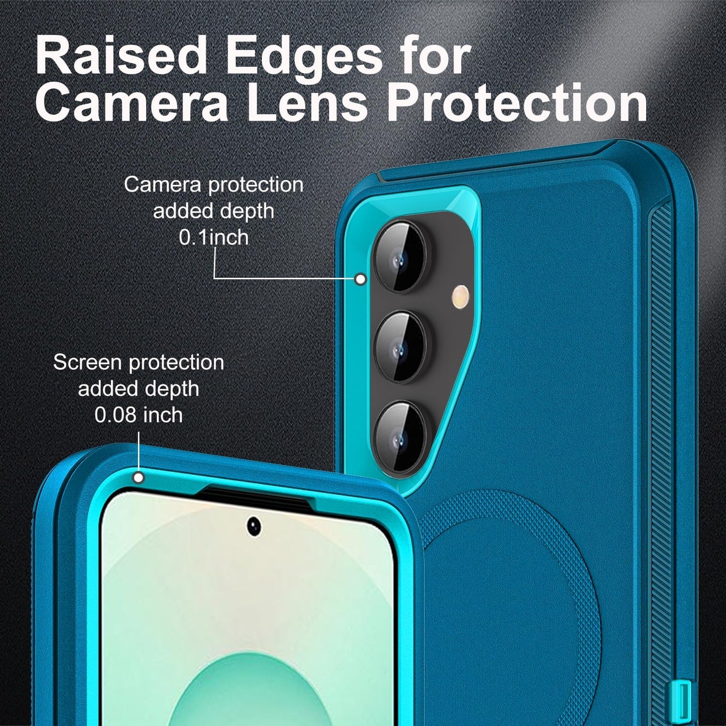for Samsung Galaxy S25 Plus Case, Compatible with Magsafe, Military Grade 3 in 1 Heavy Duty Case with 2Pcs Tempered Glass Screen Protector & Camera Lens Protector (New-Blue/Turquoise)