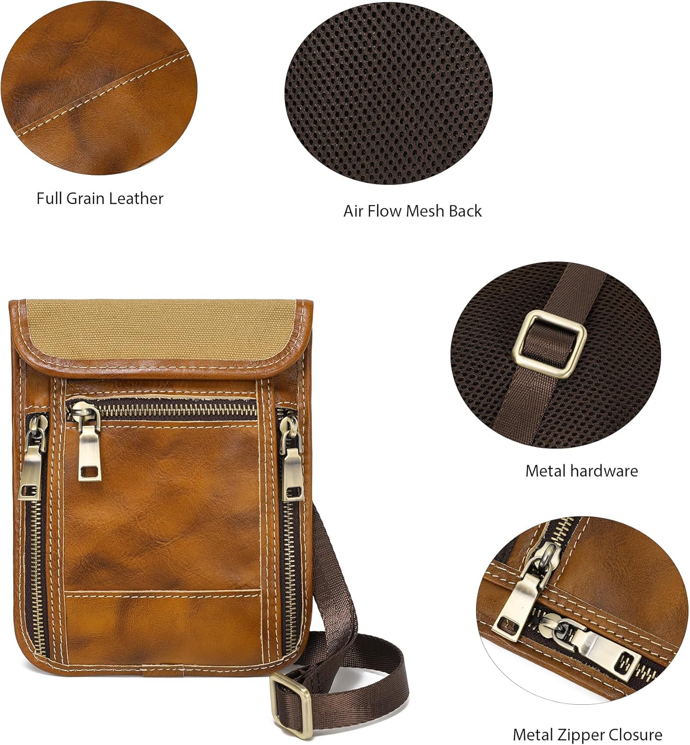 LANNSYNE Full Grain Leather Travel Wallet, Leather Cell Phone Belt Bag, Waist Pack Pouch, Neck Wallet Travel Pouch and Passport Holder for Men and Women Keep Valuables Safe