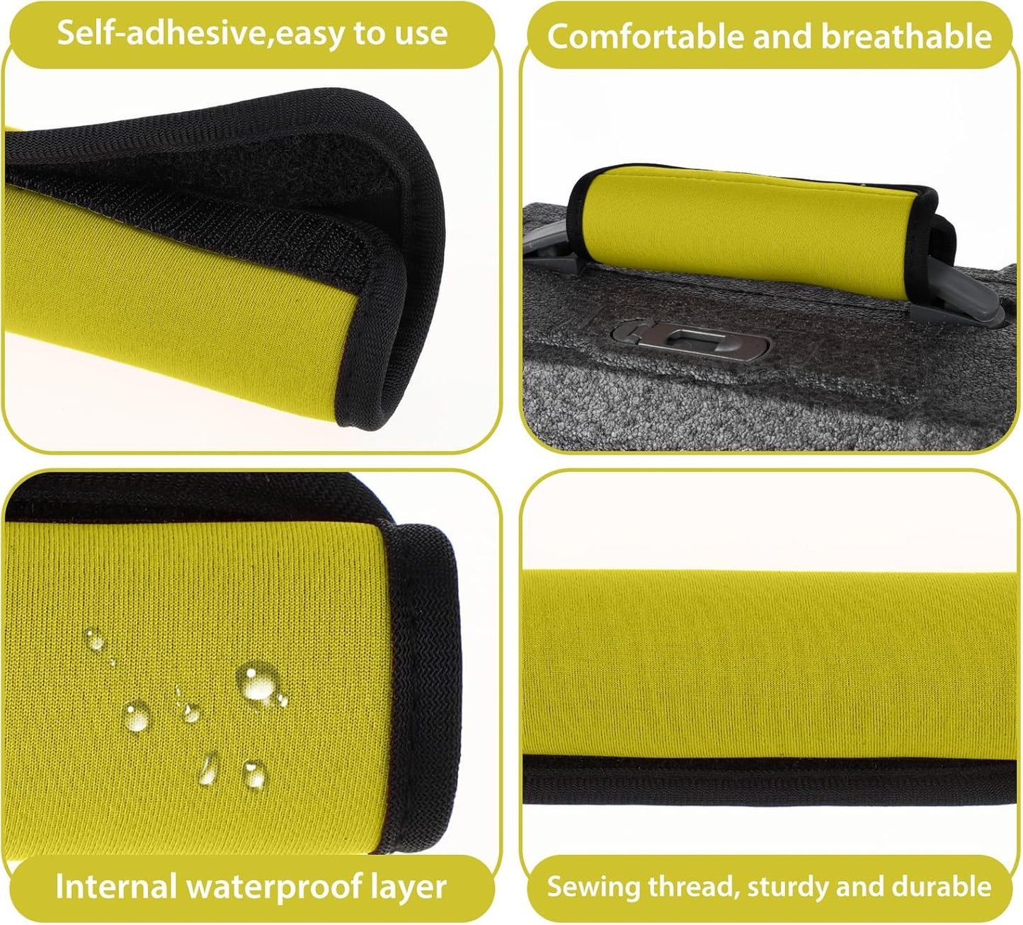 2 Pack Luggage Handle Wraps for Suitcase Bright Color Luggage Handle Covers Suitcase Tags identifiers Travel Accessories for Airplane/Flying (Yellow)