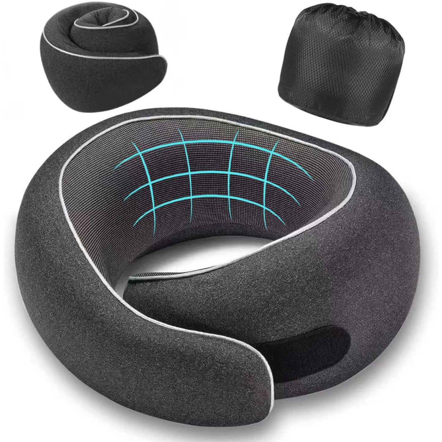 Asteraty Travel Pillow, Memory Foam Neck Pillow with Ergonomic 360° Support, Travel Neck Pillow for