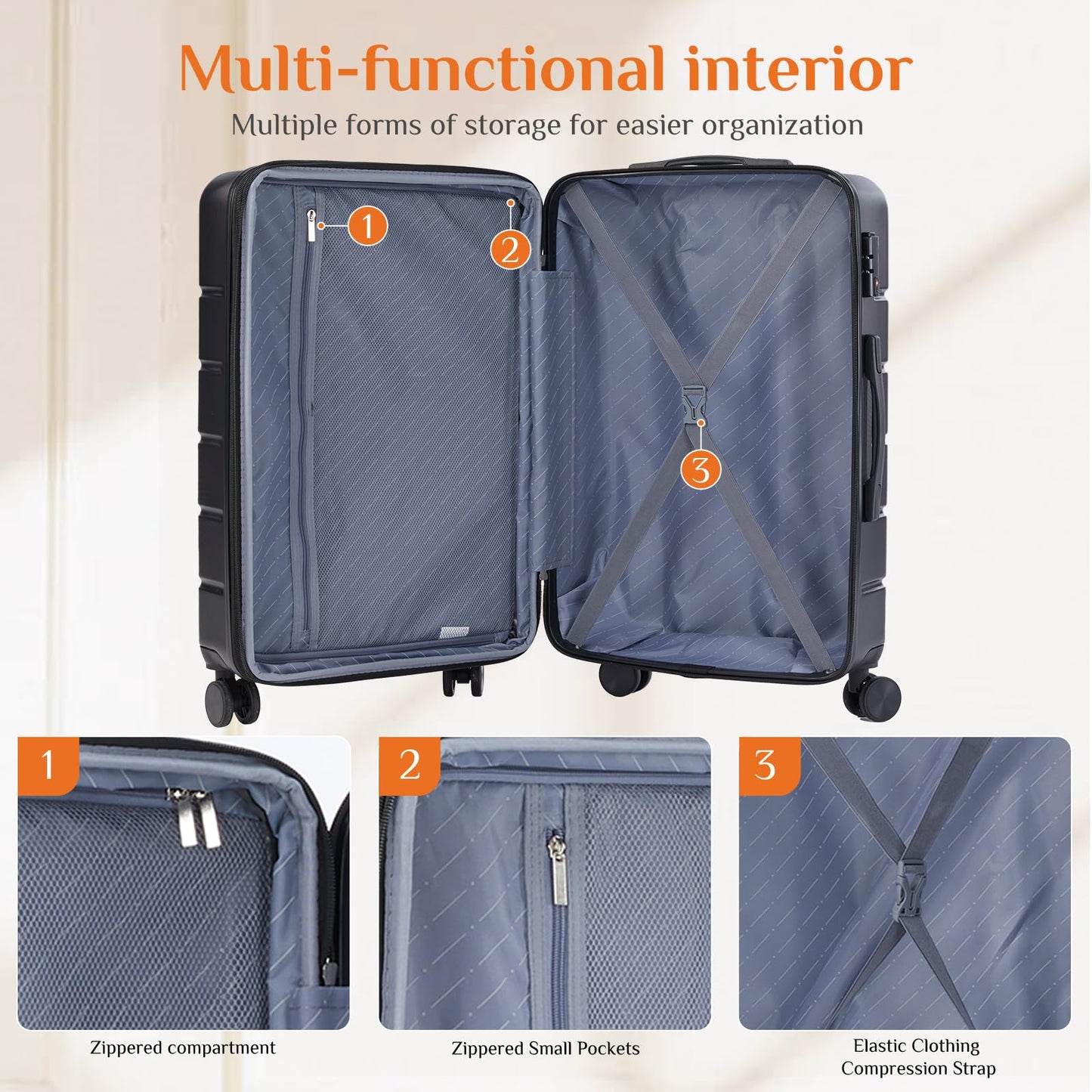 Sweetcrispy 21 Inch Carry On Luggage, Suitcase with Spinner Wheels