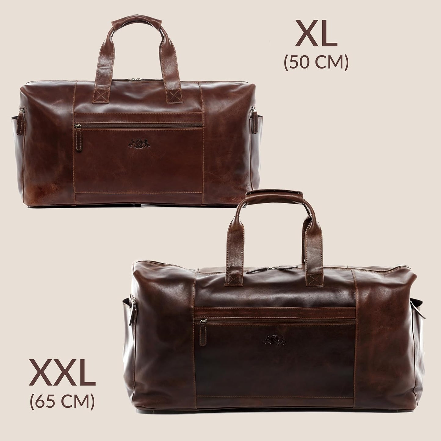SID & VAIN travel bag holdall BRISTOL XXL duffel bag real leather weekender duffle carry on leather bag Male
