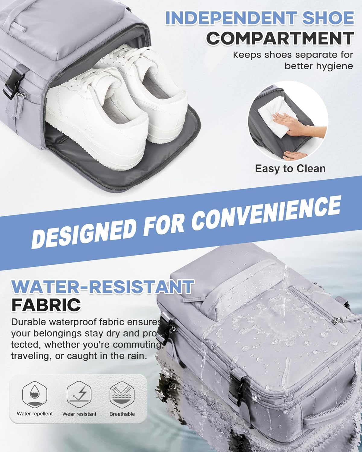 WONHOX Large Travel Backpack Carry on Flight Approved Laptop Work Business Backpack for Women Men Mochila de Viaje