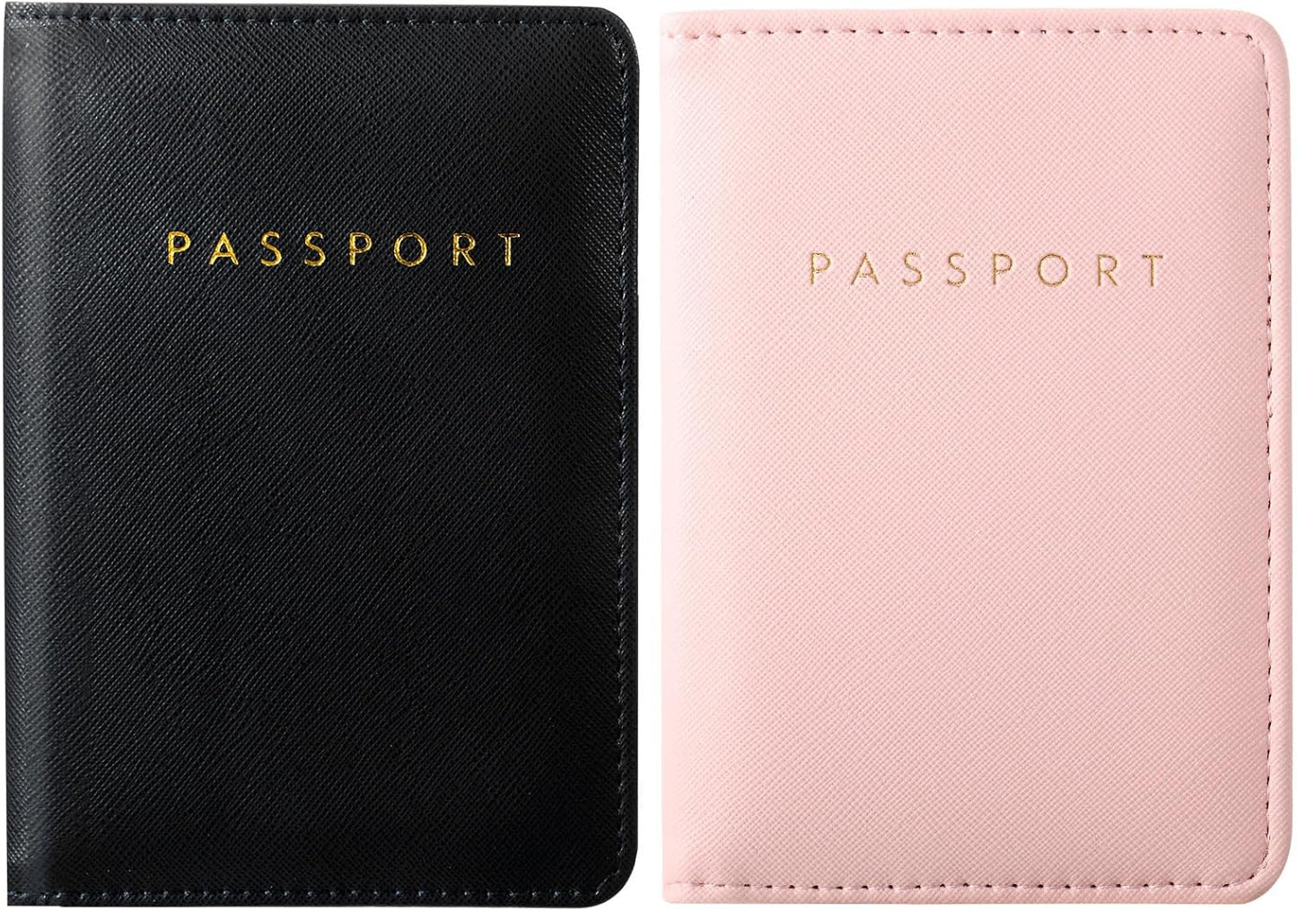 Frienda 2 Pieces Bridal Passport Covers Holder Waterproof Leather Holder Covers Travel Wallet Passport Case for Women and Men