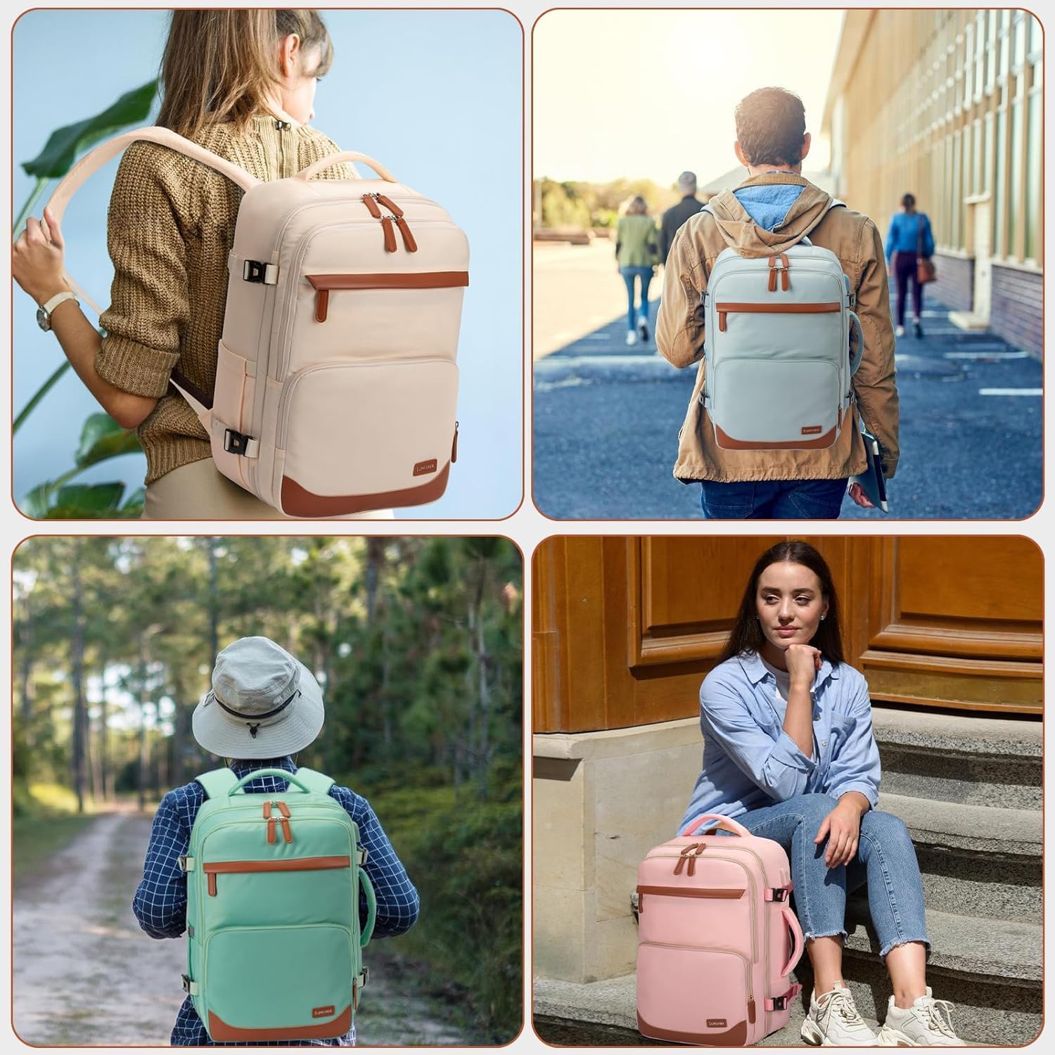 50L Travel Backpack with USB Charging Port, Water-Resistant Carry On Backpack for Men Women