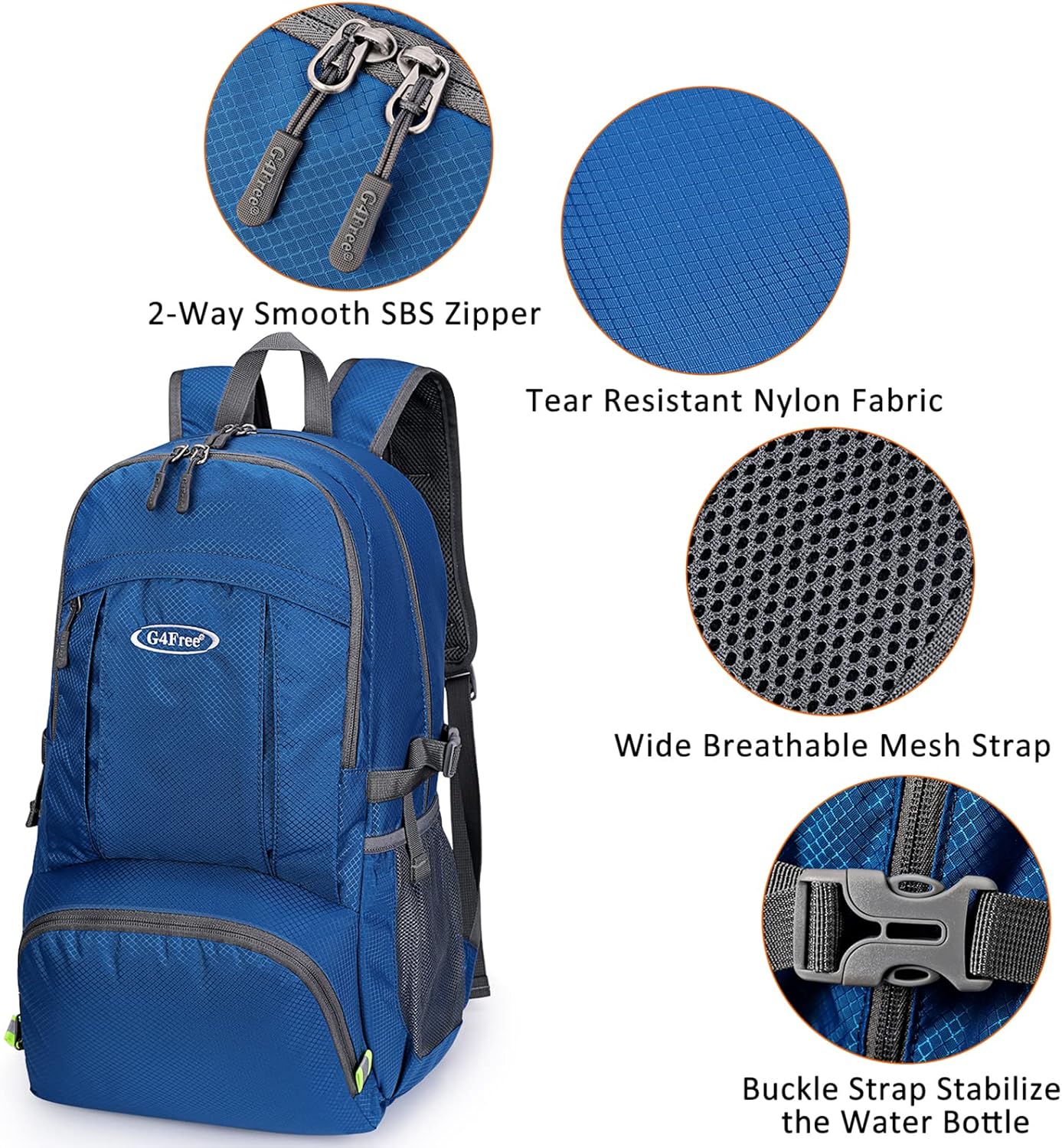 G4Free 40L Lightweight Packable Hiking Backpack, Waterproof Travel Daypack