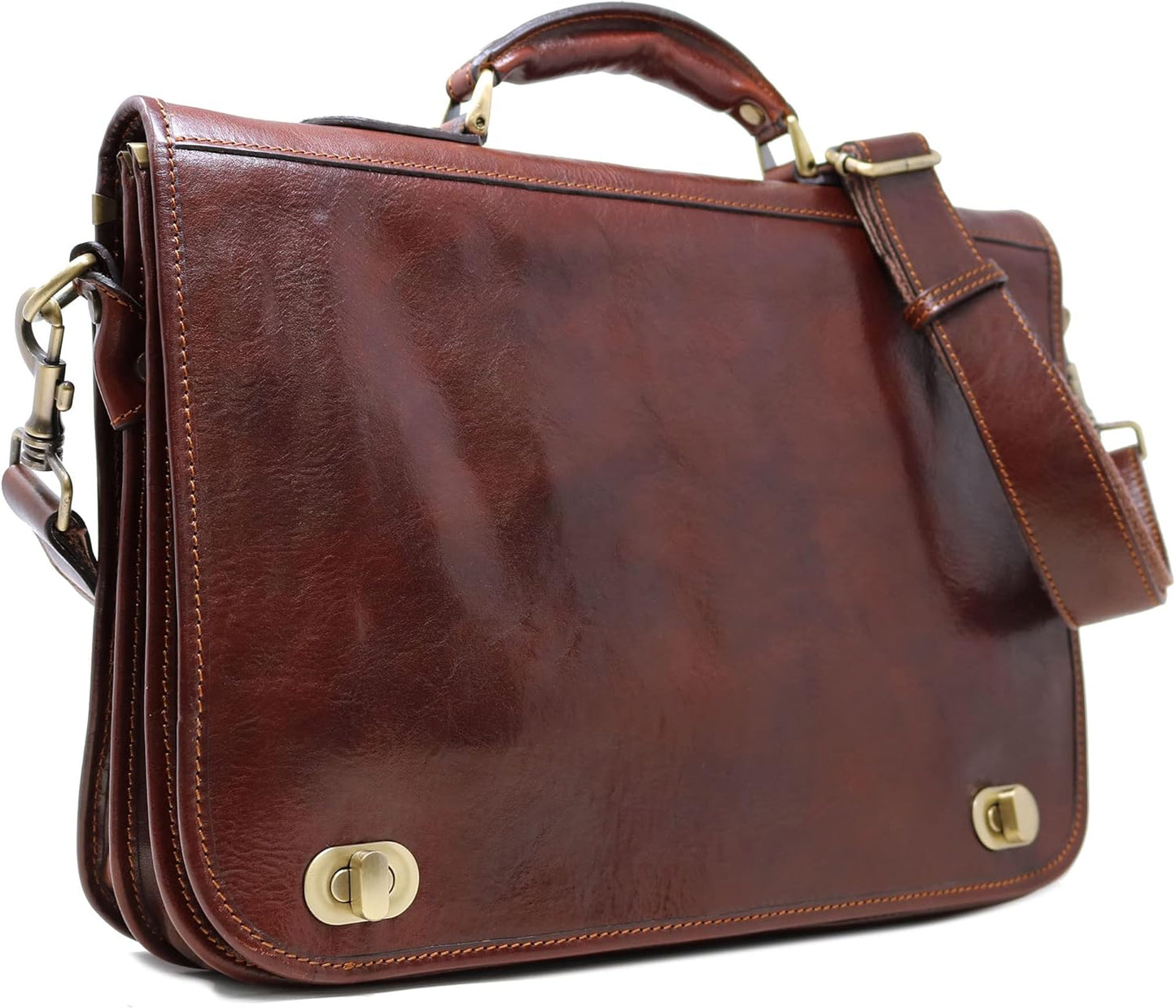 Floto Roma Leather Briefcase for Men Laptop Messenger Bag