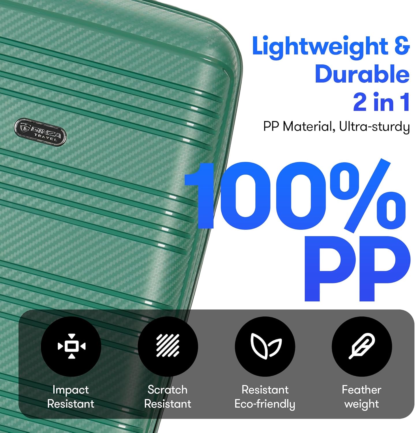GinzaTravel 25 Inch Medium Checked Luggage Lightweight Suitcase with Spinner Wheels TSA Lock, Green