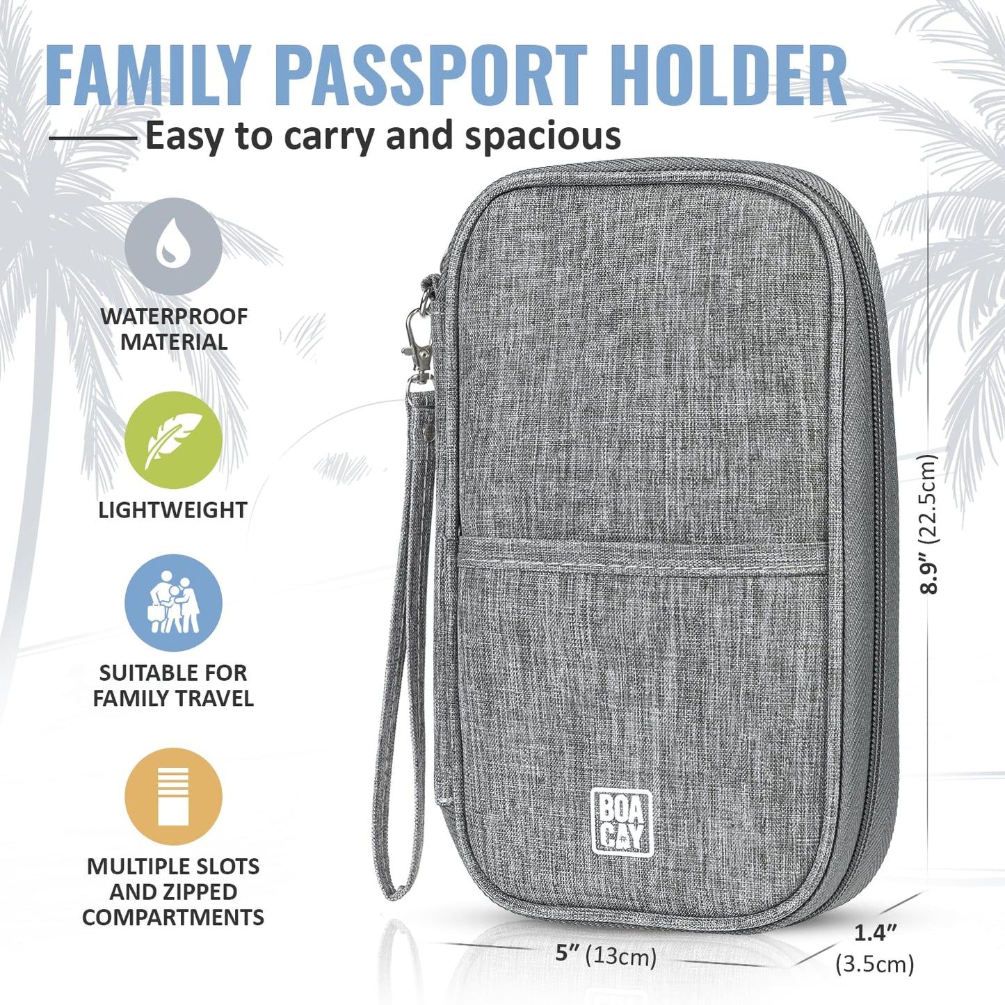 BOACAY Travel Document Organizer with RFID, Family Passport Holder, Wallet for Women & Men
