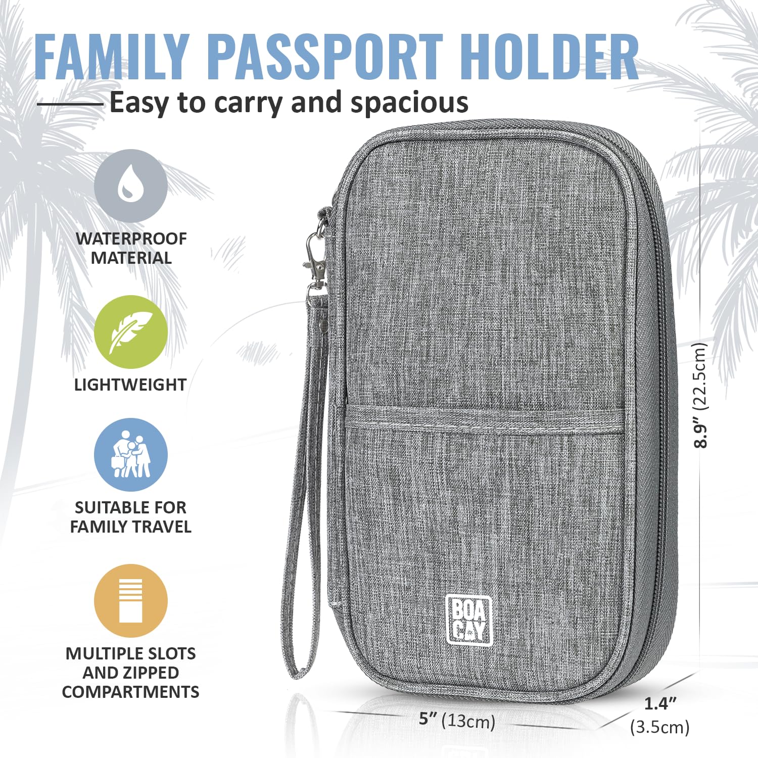 BOACAY Travel Document Organizer with RFID, Family Passport Holder, Wallet for Women & Men