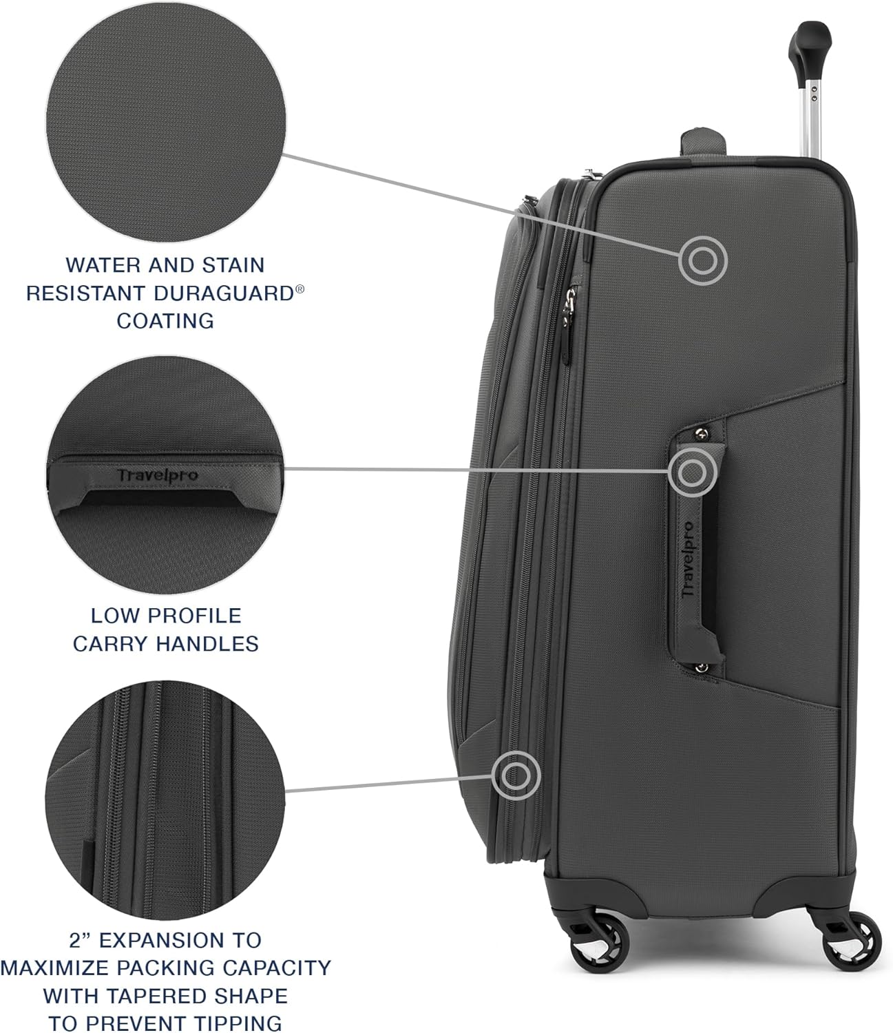 Travelpro Maxlite 5 Softside Expandable 2-Piece Luggage Set — Carry-On and Large Checked Luggage — Shadow Grey