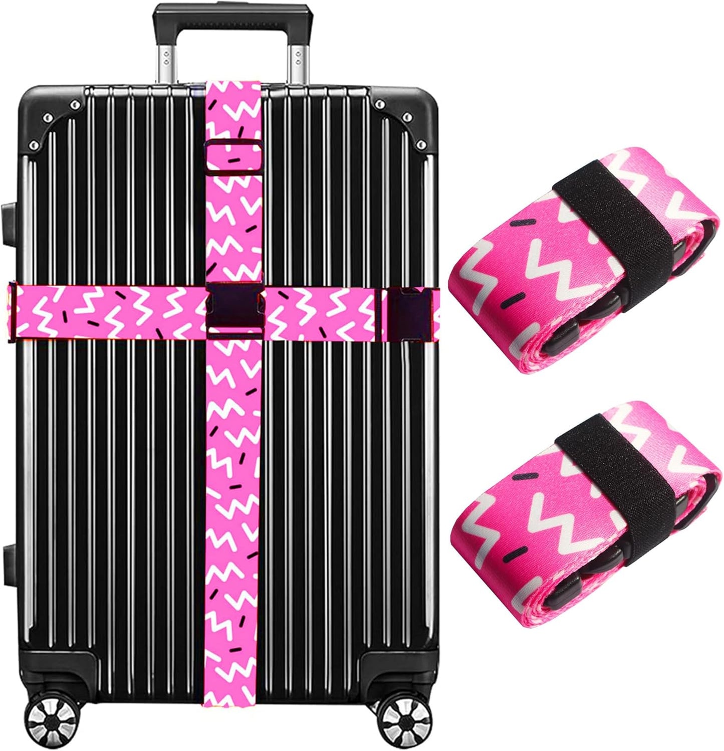 Luggage Straps for Suitcases TSA Approved Easy Pack Organized Suitcase Strap, Luggage Strap, Luggage Belt Strap, Bag Straps for Luggage. Buckle Straps Travel Accessories (Pink)