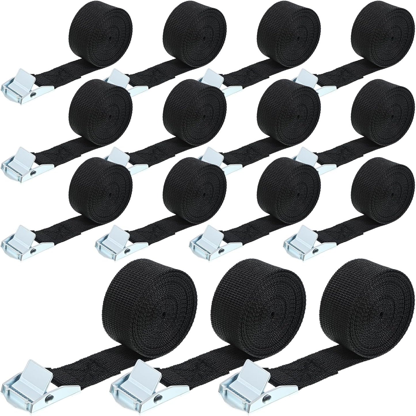 SHENLIU 15 Pack Cam Buckle Straps, 78.74inches Long 1.12inches Wide Lashing Straps with Buckles Adjustable Kayaks Tie up to 250lbs for Securing Luggage Cargo