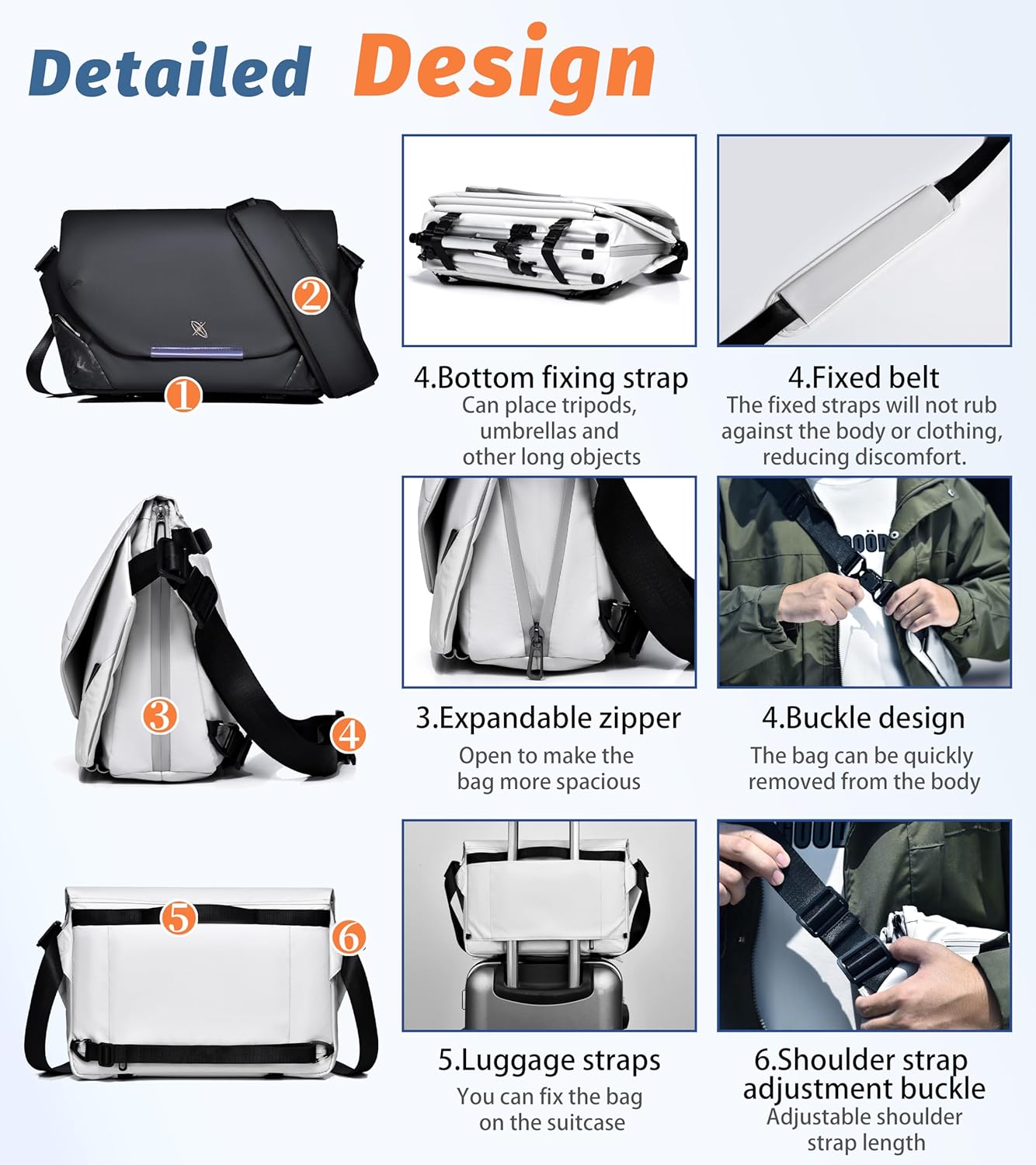 FSD.WG Men Messenger Bag Laptop Bag Shoulder Bag Large Capacity Computer Casual Bag for Work College Travel big size