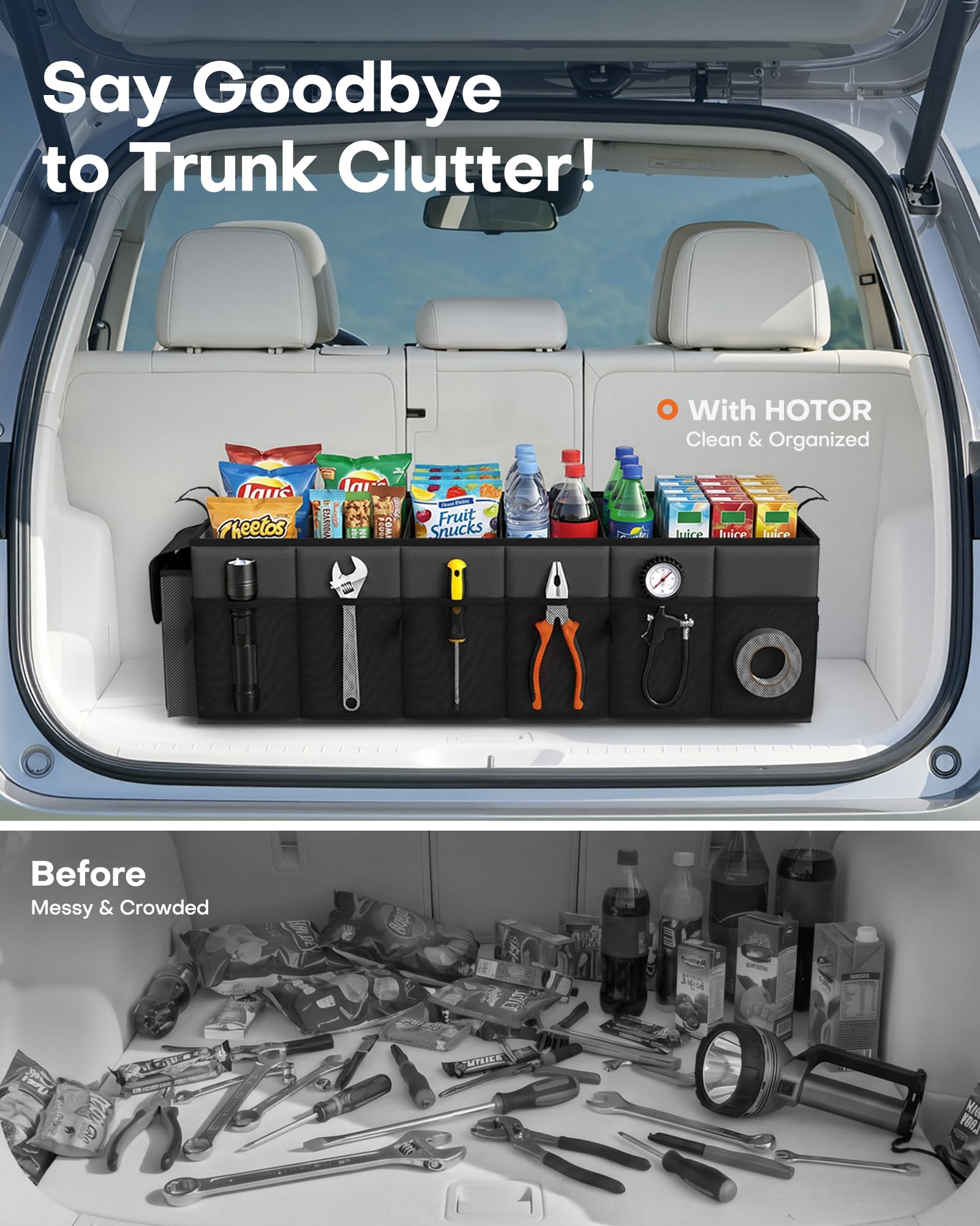 HOTOR Trunk Organizer, Sturdy Foldable with Cooler for Car, Sudan & SUV