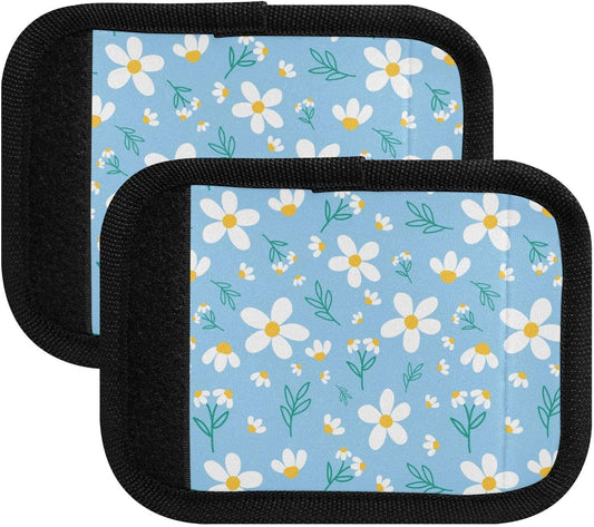 2 PC Luggage Handle Wrap Luggage Handle Covers Tags for Suitcase Bags Travel Luggage Handle Identifier Gripper Cute Flowers Blue