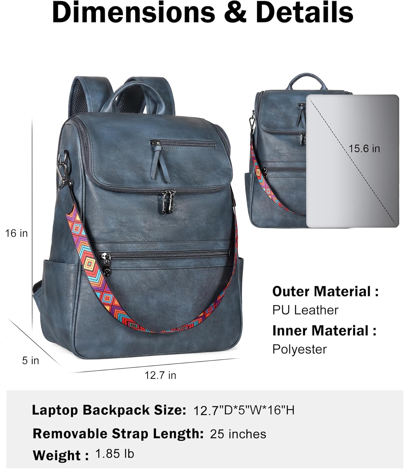 FADEON Laptop Backpack for Women Leather Travel Backpack with Laptop Compartment, Designer PU Shoulder Laptop Bag Pink