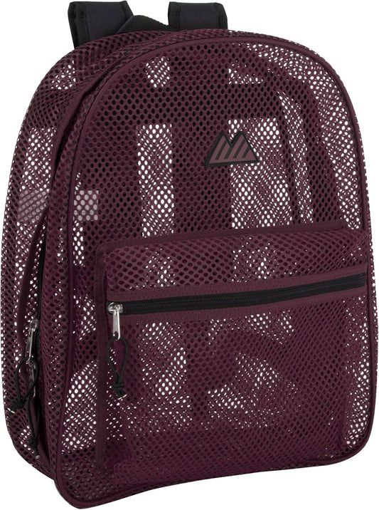 Summit Ridge Mesh Backpacks for Kids, Adults, School, Beach, and Travel, Colorful Transparent Mesh Backpacks with Padded Straps Large