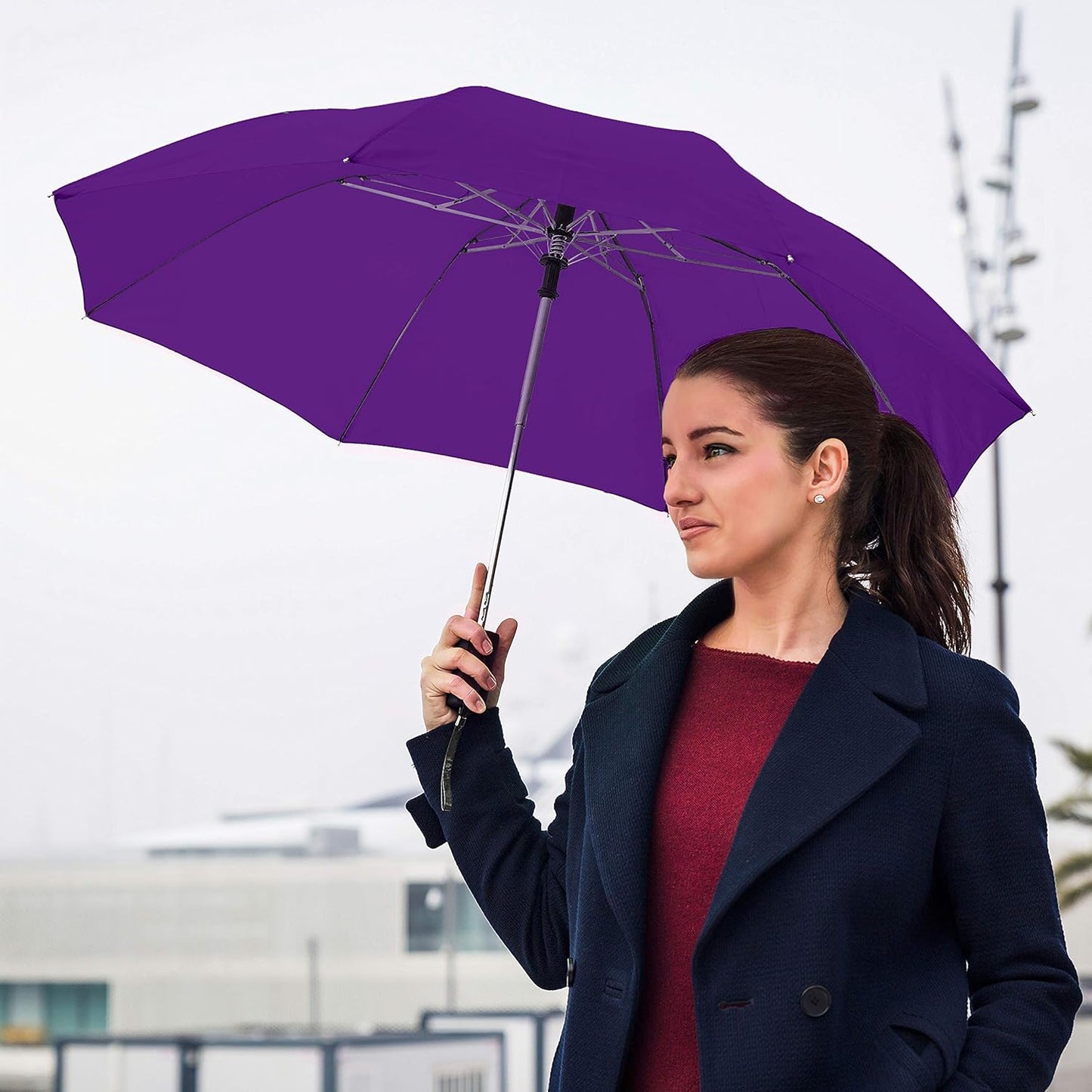 The Spectrum Popular Style 42" Automatic Open Compact Travel Umbrella for Rain, Wind & Sun, Sturdy Lightweight Small Portable Stick Umbrella for Men and Women