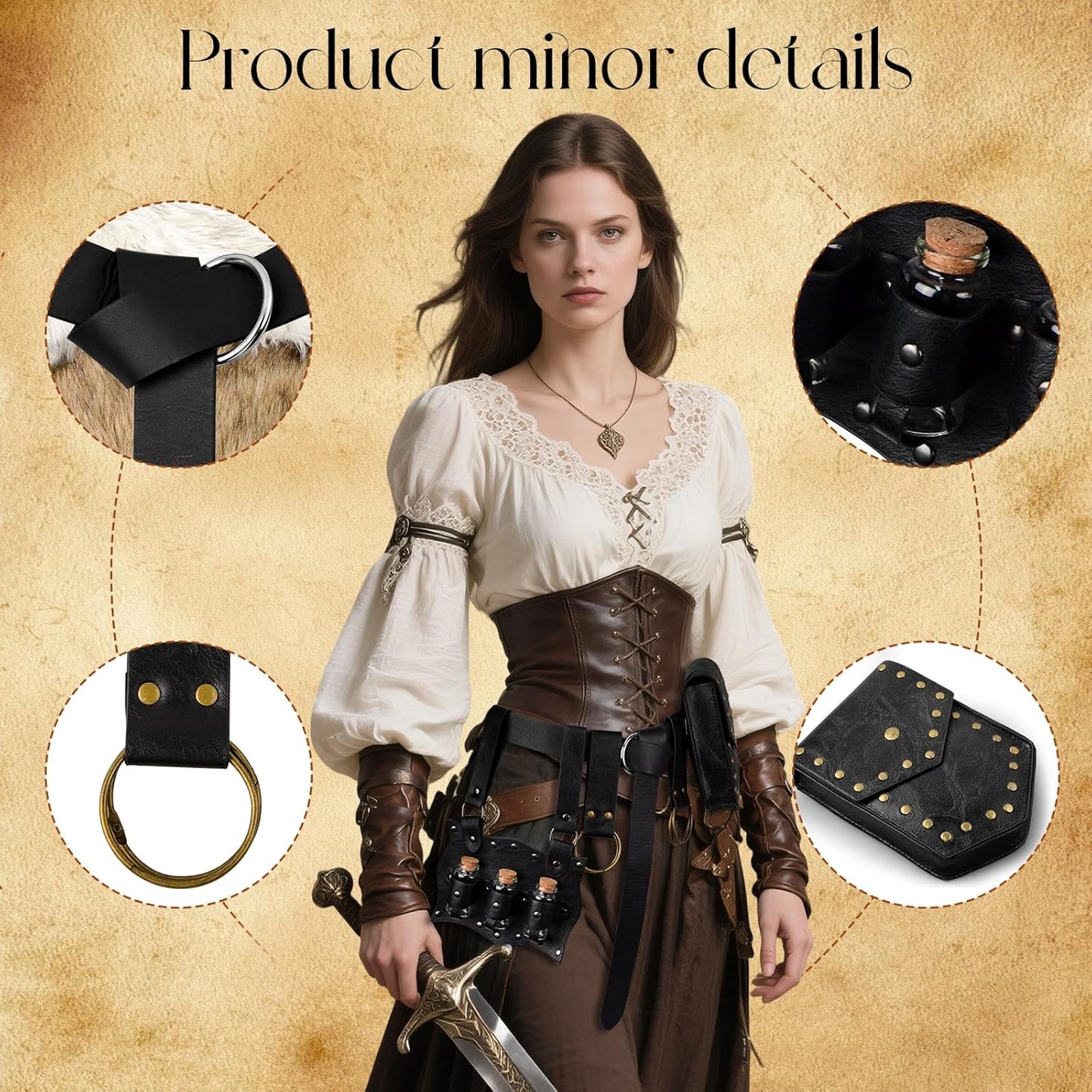 Medieval Belt Pouch Renaissance Belt Leather Waist Bag For Pirate Steampunk Costumes Ren Faire Cosplay LARP Fanny Pack Accessories Chirstmas Gifts