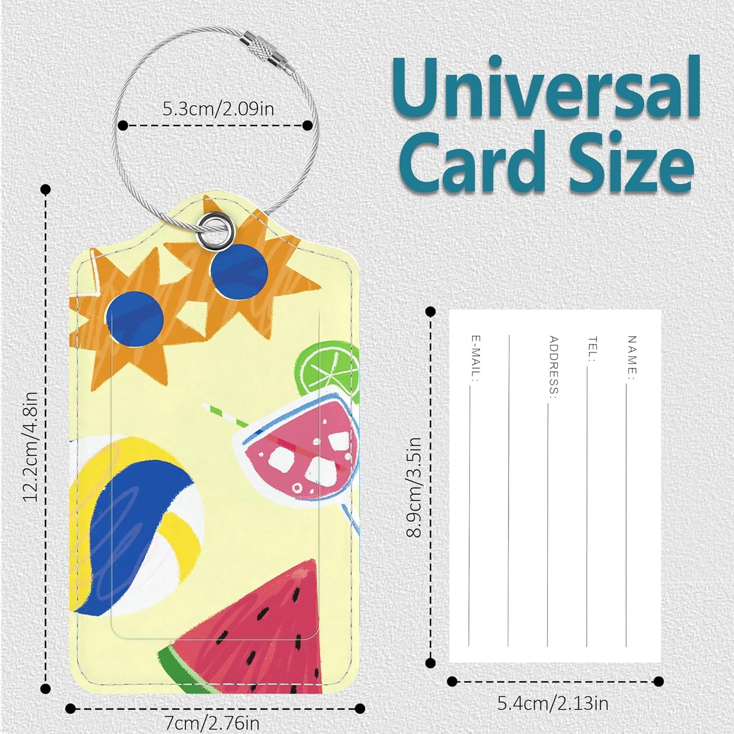 Luggage Tags for Suitcases, 2 Pack Cute PU Leather Luggage Tag TSA Approved with Stainless Steel Loop and Address Card Baggage Tag for Travel&Hotel Stays&Cruise Ships&Shipping and Mailing