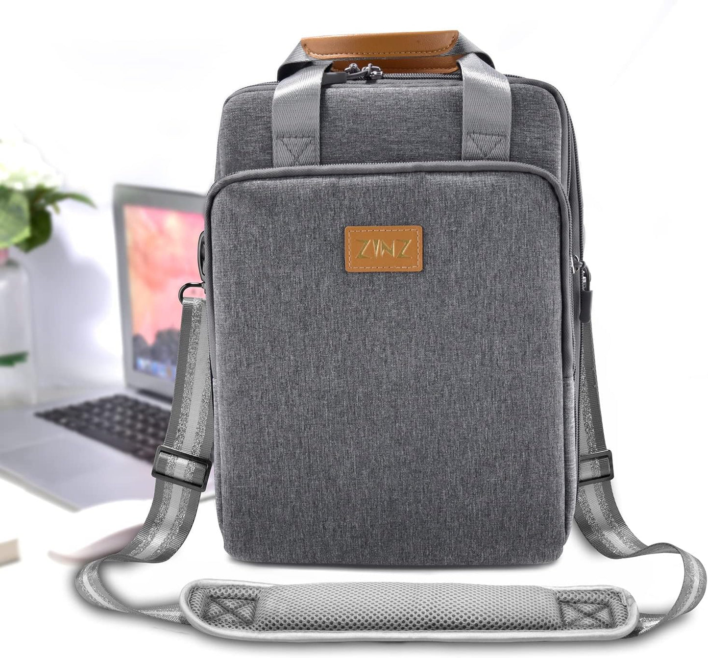 ZINZ 79 inch Shoulder Strap, Extra-thick Fixed Cushion Pad and Dual Clasps Universal Replacement Strap with Metal Swivel Hooks for Laptop Bags, Luggage Bags, Camera, Crossbody (200cm,Gray Silver)