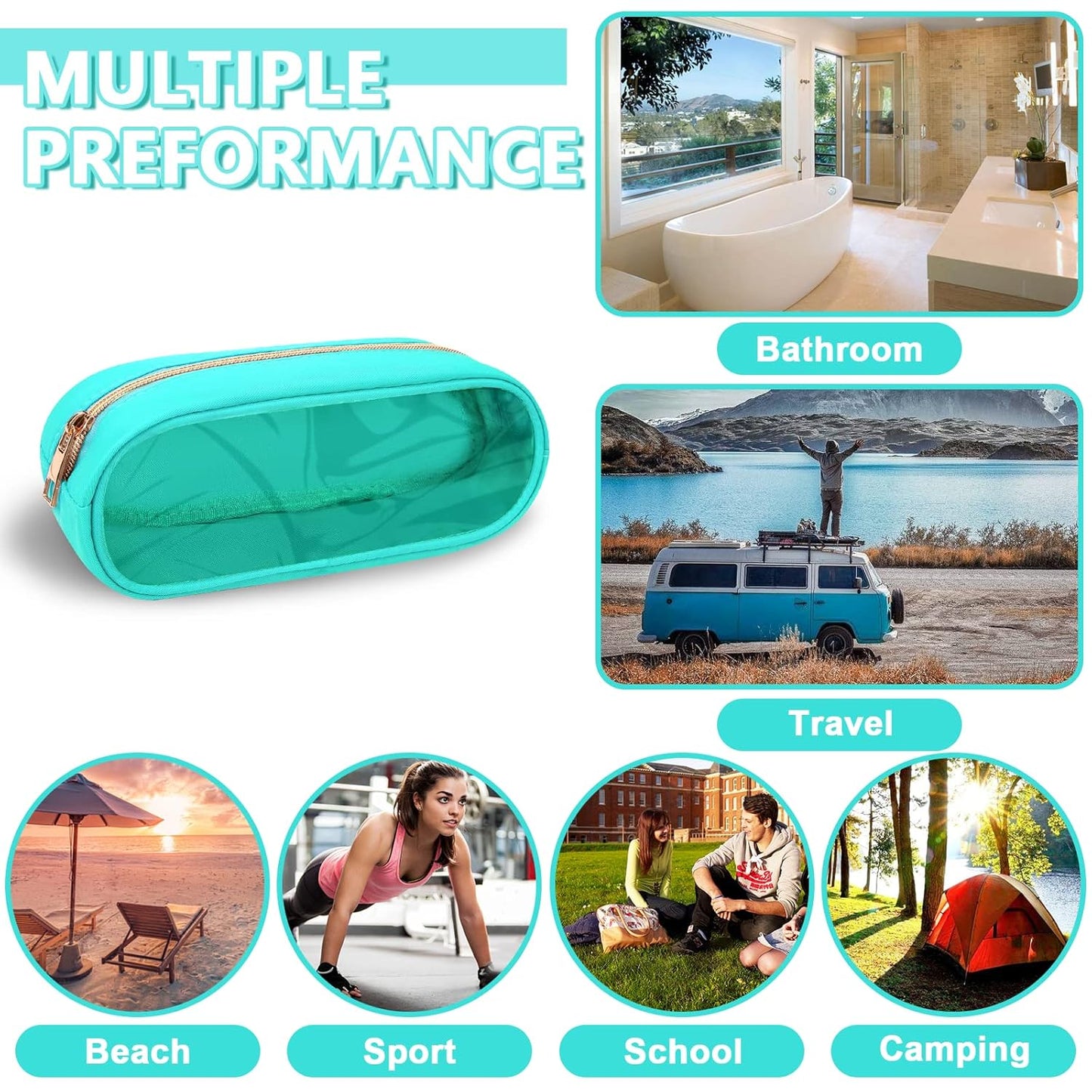 Clear Small Pencil Pouch Makeup Bag for Purse,Nylon&PVC Pencil Case Waterproof Makeup Brush Holder