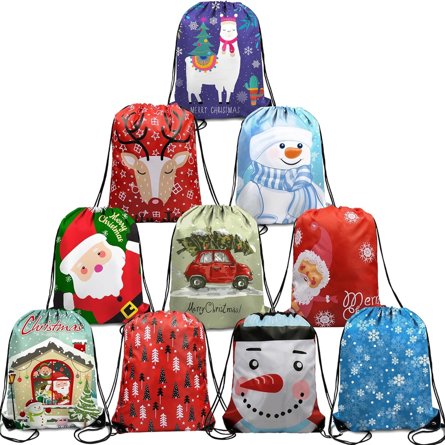 BeeGreen Drawstring Backpack Bags 20,30,50 Packs Reflective String Bags for Gym Sport Trip Cinch Sack DIY for Women Men