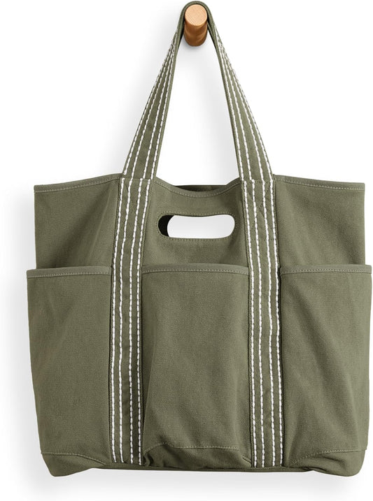 ODODOS 29L Oversized Canvas Tote Bag Large Capacity Open Top Shoulder Bags for Gym Workout Shopping Beach Travel