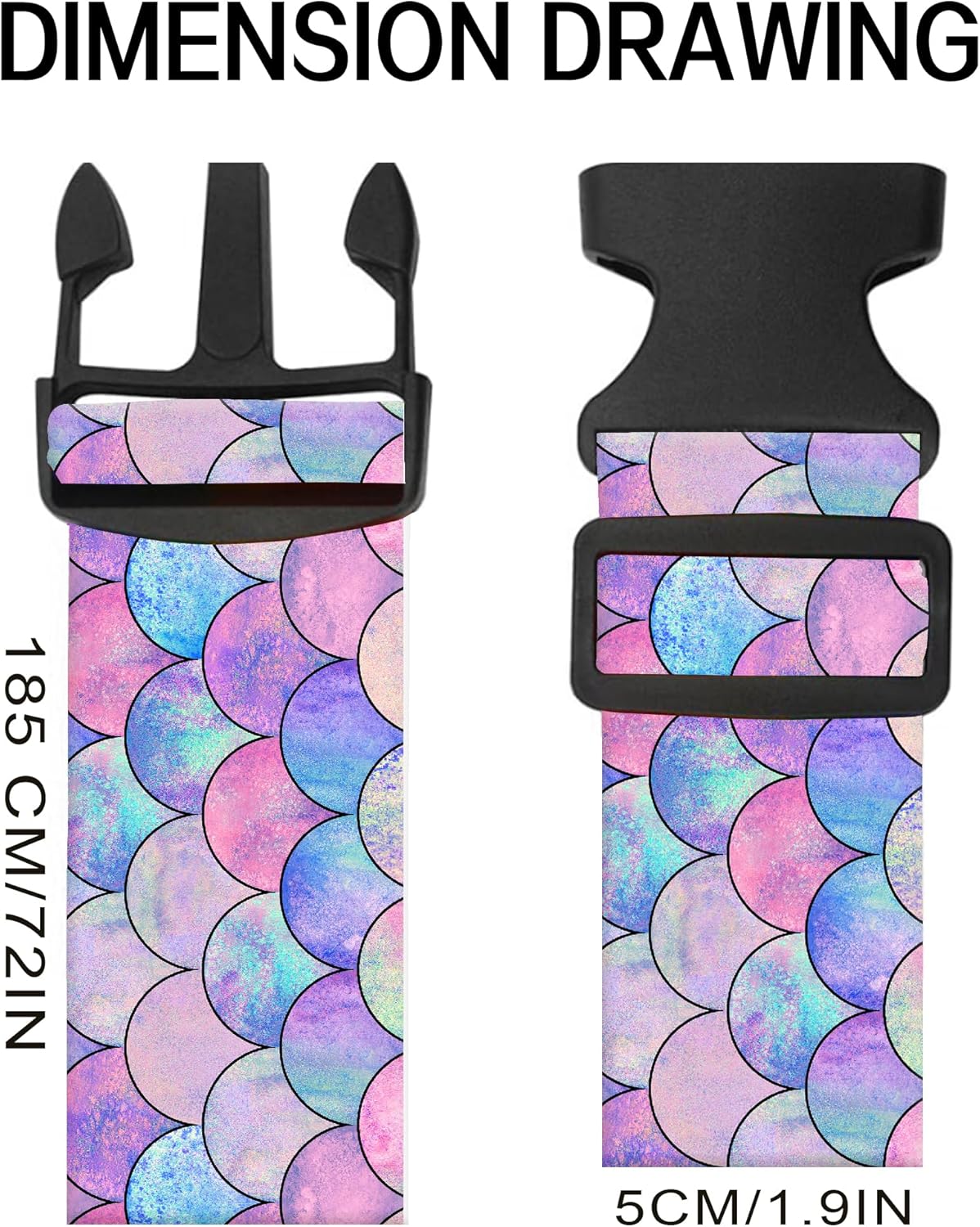 Luggage Straps for Suitcases, Adjustable Travel Belt, Durable Wide Luggage Strap, Cute Suitcase Strap Identifiers with Buckle, Bag Straps for Luggage, Cute Colorful Shell