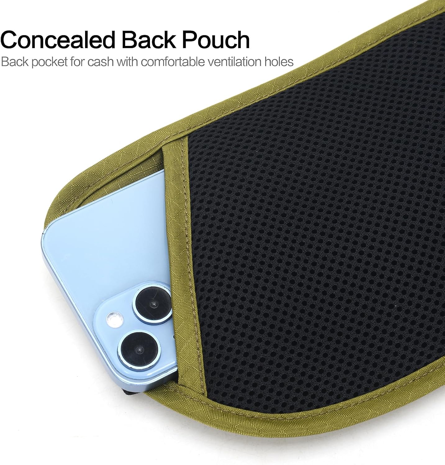 Slim RFID Blocking Money Belt for Travel - Anti-Theft Hidden Passport Holder Waist Wallet with Secure Pouch for Cash, Credit Cards & Phone Safe (Olive-green)