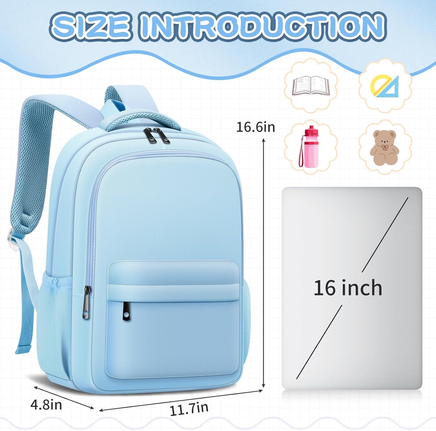 Aesthetic Cute Backpack for School Kids Bookbags Student Backpacks for Teen Girls Preppy Casual Middle School Bag