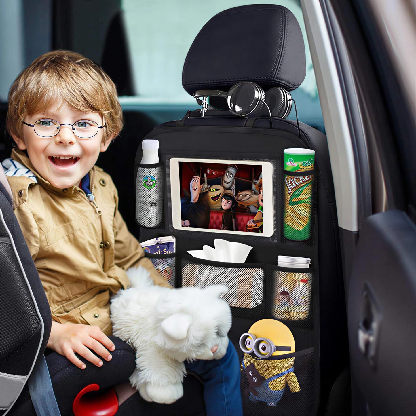 ONE PIX Backseat Car Organizer Mats Back Seat Organizers and Storage Bag with Touch Screen Tablet