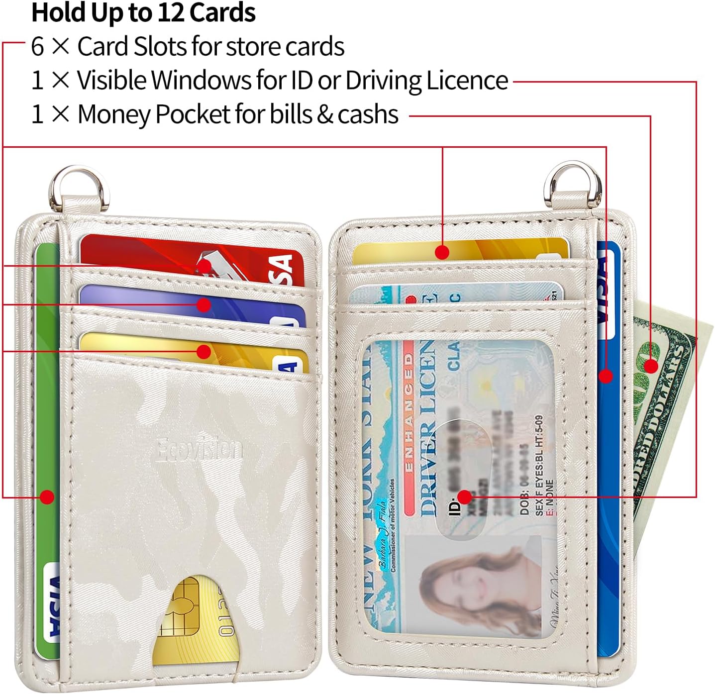 EcoVision Slim Minimalist Front Pocket Wallet, RFID Blocking Credit Card Holder Wallet with Detachable D-Shackle for Men Women
