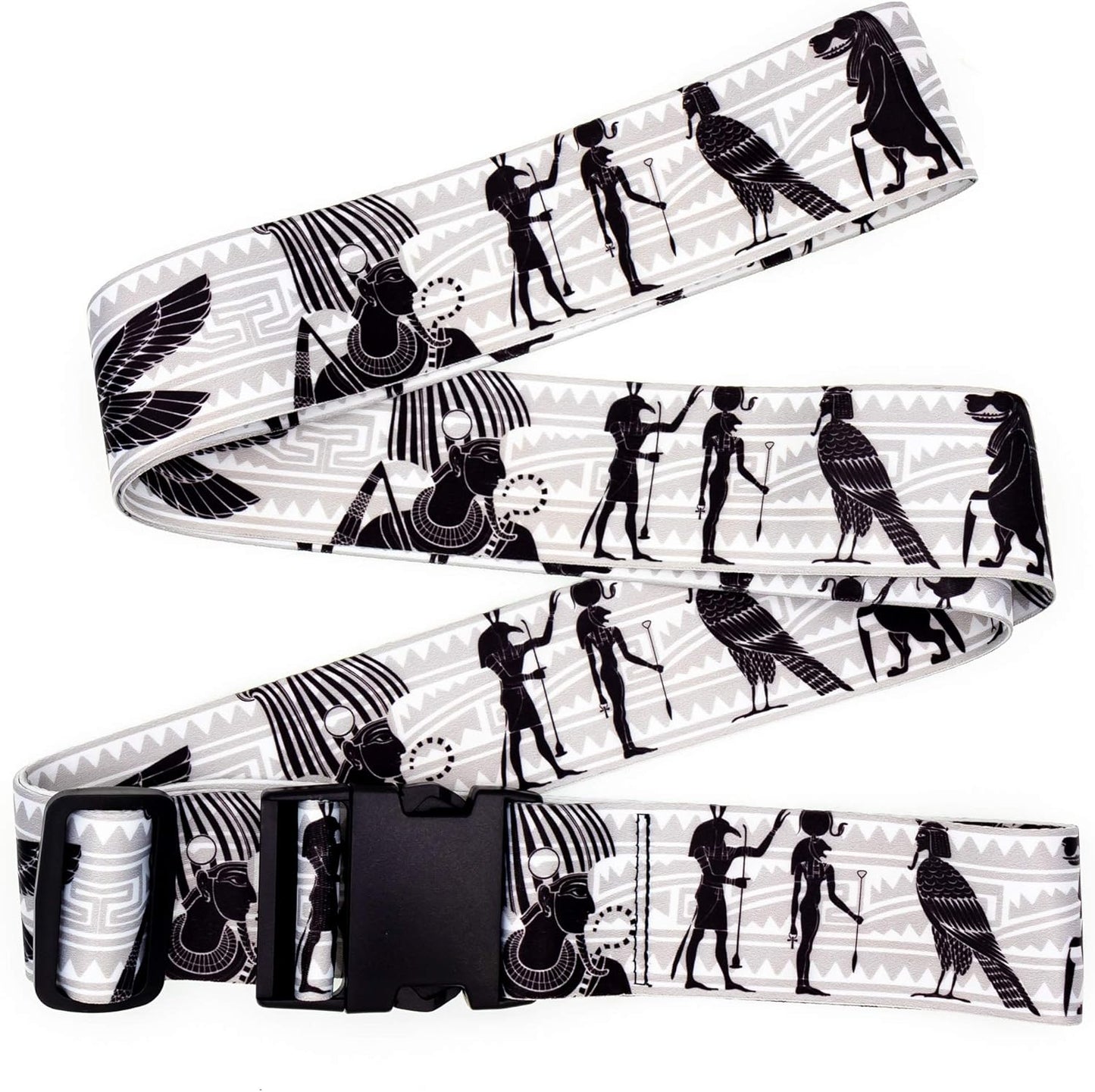 Teeoff Luggage Straps Suitcase Belts Travel Bag Accessories Adjustable 220CM (Egypt Black - 2 Pack)