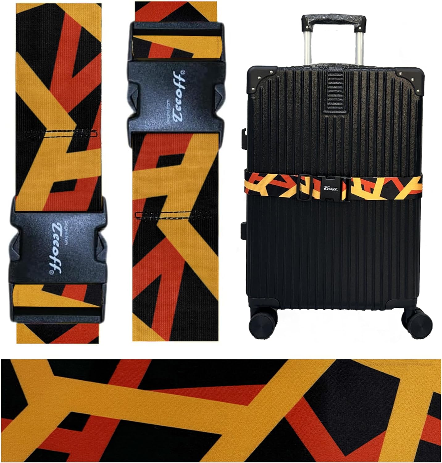 Teeoff Elastic Luggage Straps Suitcase Belts Travel Bag Accessories Adjustable 220CM (Geometric)
