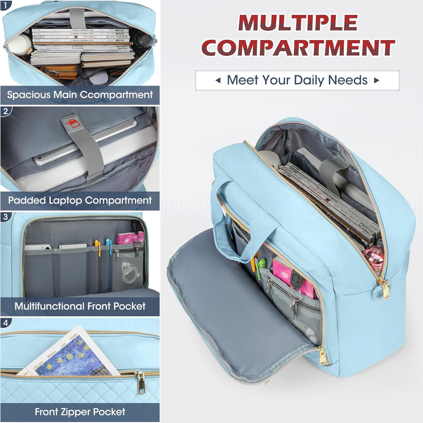 NEWHEY Laptop Bag 17.3 Inch Laptop Briefcase for Women Men Waterproof Shoulder Messenger Bag Large